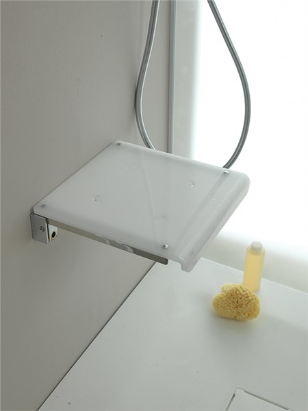 Sedile doccia in acciaio e plexiglass