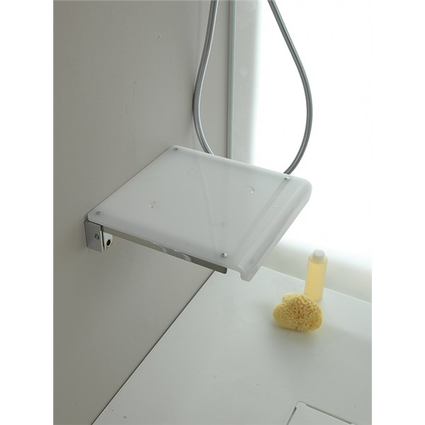 Sedile doccia in acciaio e plexiglass