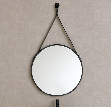 Specchio con cintura in cuoio