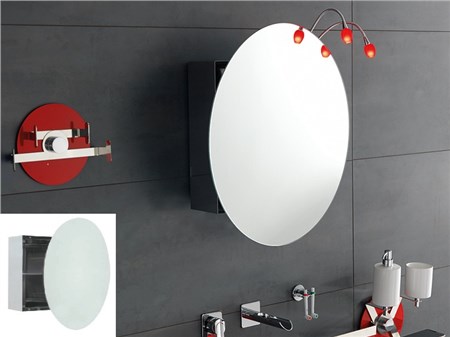 Specchio con contenitore in acciaio inox