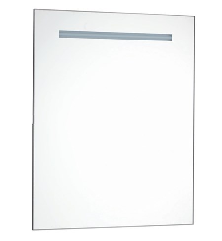 Specchio retroilluminato LED, cornice cromata, luce perimetrale diffusa