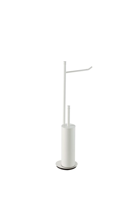 Piantana: porta rotolo e scopino ottone HASHI - Bianco Opaco