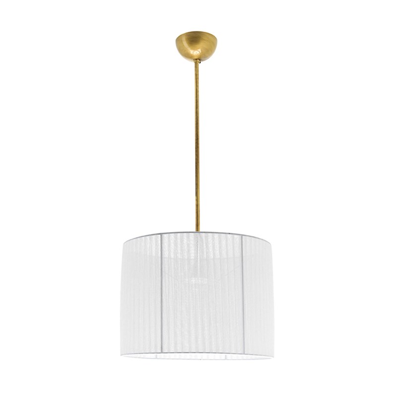 Lampadario con paralume tessuto bianco