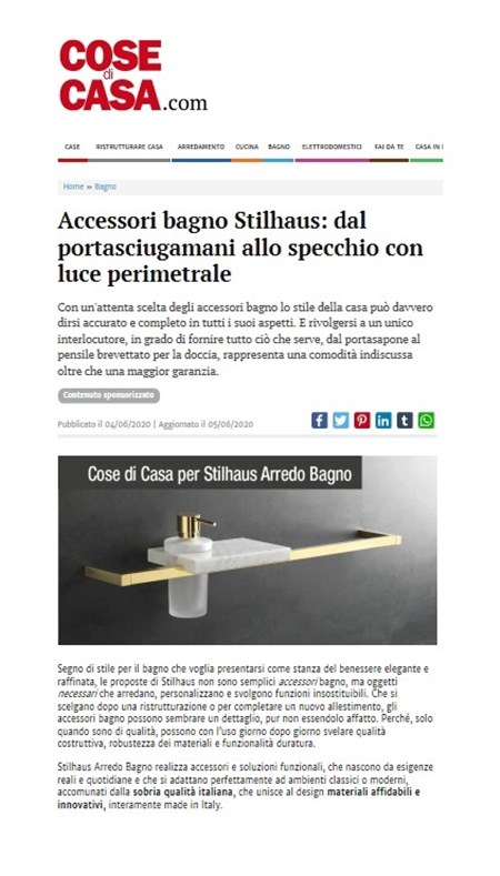 COSE di CASA per Stilhaus Arredo Bagno - giugno 2020