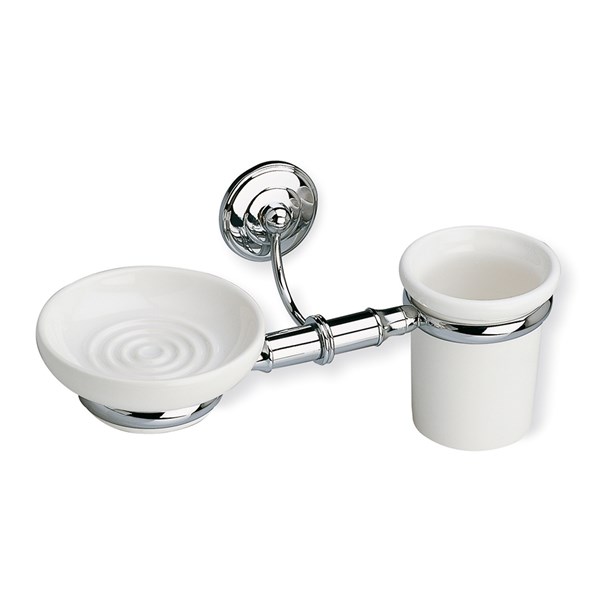 Porta sapone con porta bicchiere a parete