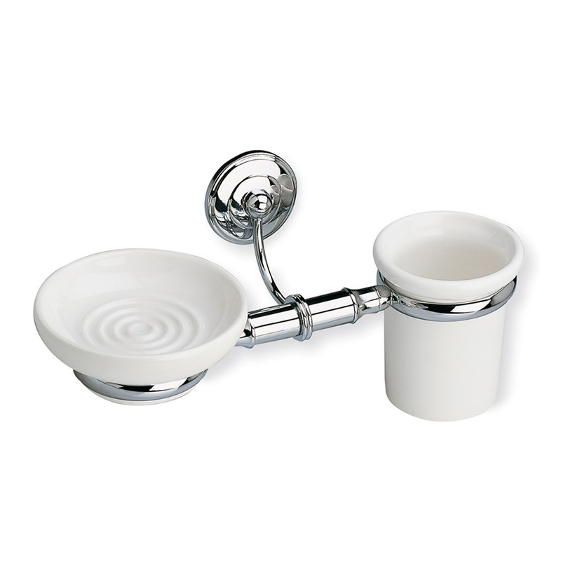 Porta sapone con porta bicchiere a parete