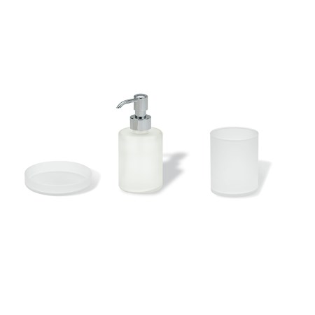 Vetro satinato e ceramica: il mix perfetto negli accessori bagno Sara