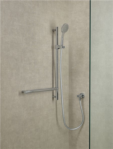 Maniglione di sicurezza in ottone cm 80 + Asta per connessione a “T” cm 45 + Doccetta completa