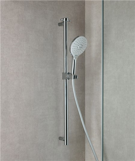 Maniglione di sicurezza in ottone cm 80 + Doccetta completa di supporto e tubo + Porta accappatoio